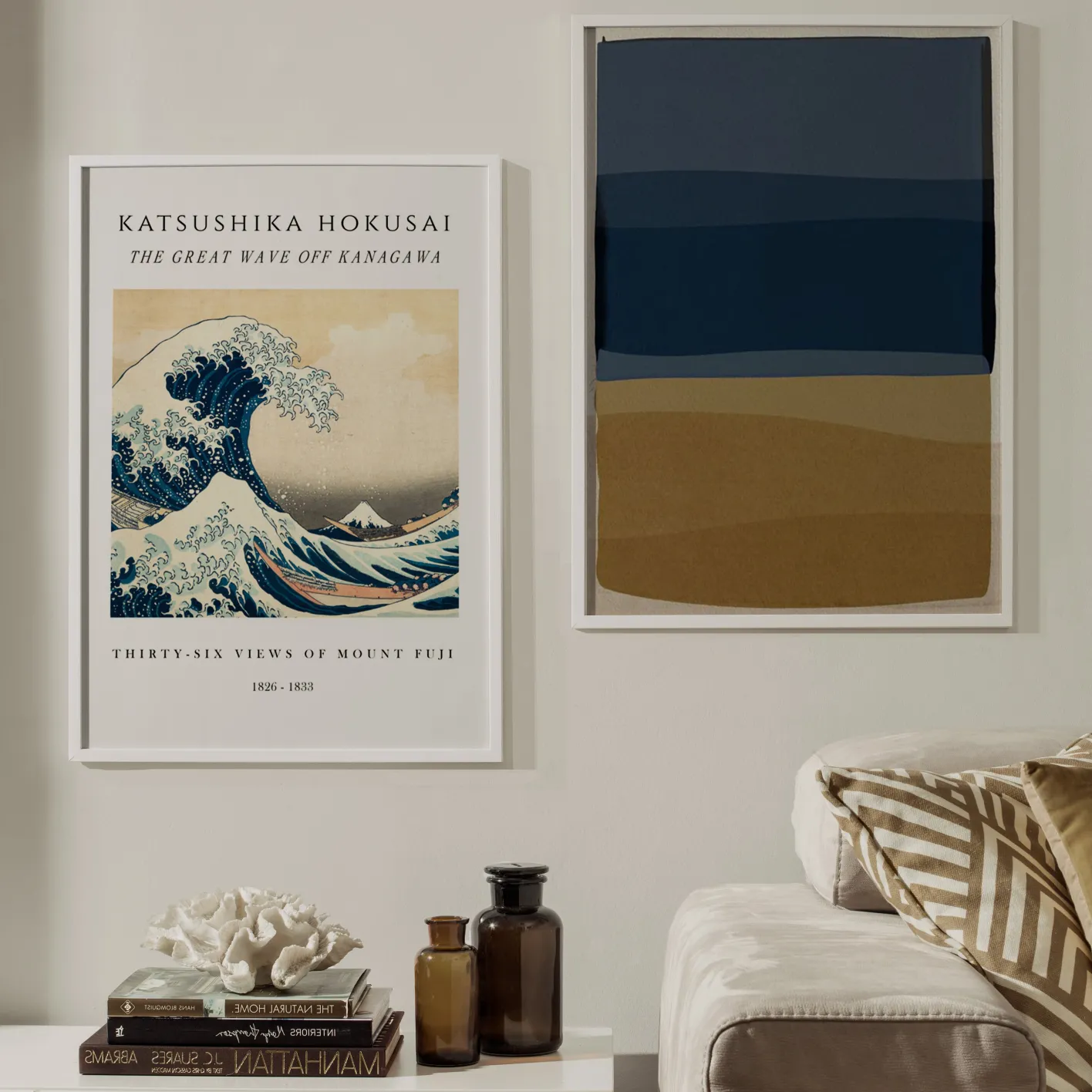 Láminas-Hannun Lámina The Great Wave of Kanagawa White