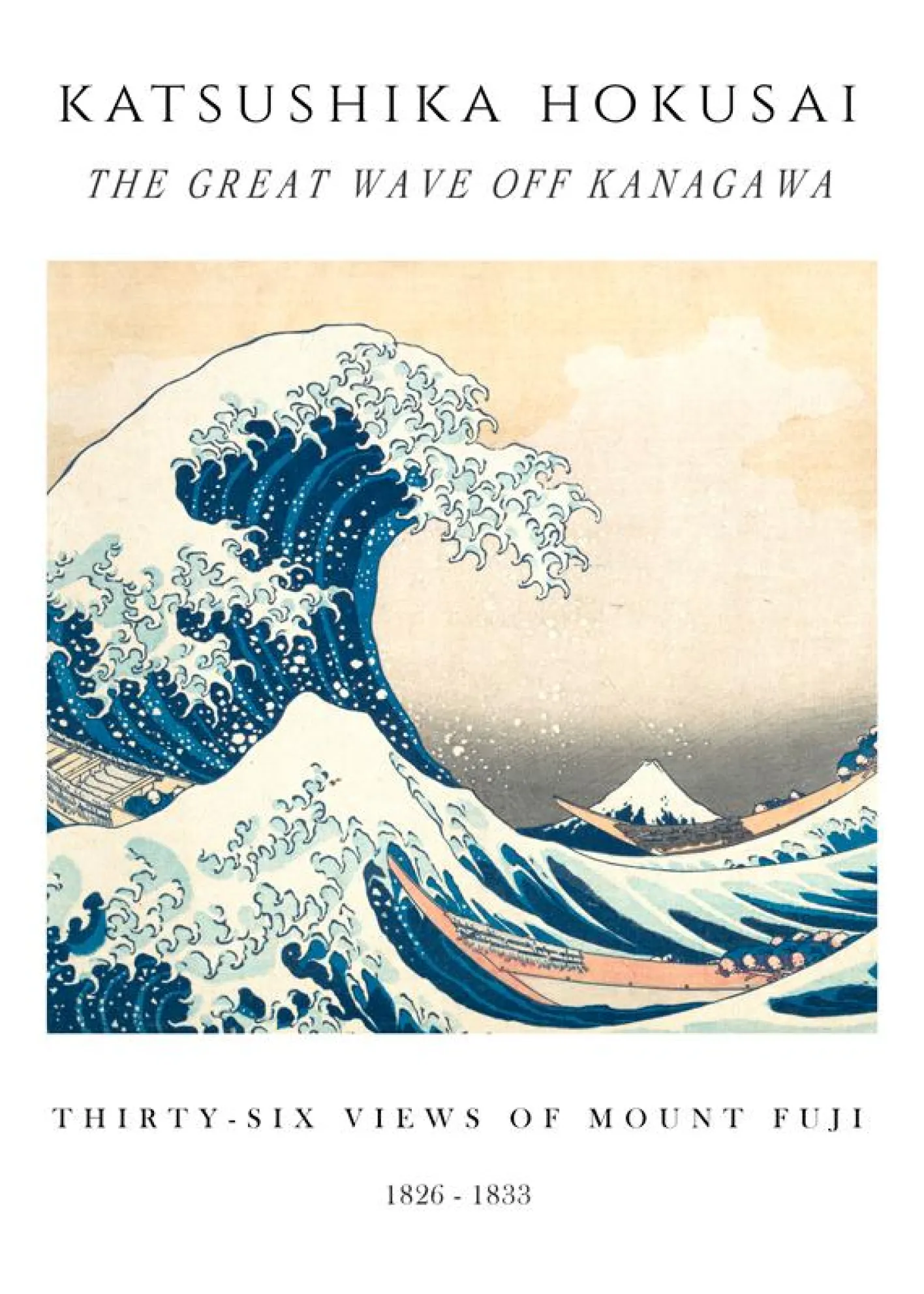 Láminas-Hannun Lámina The Great Wave of Kanagawa White